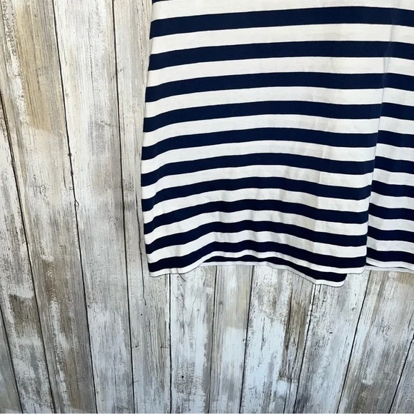 Polo Ralph Lauren Striped V Neck Tee XL Navy White Cotton Women Classic Logo - Picture 4 of 5